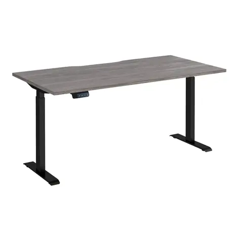 Elev8 Contract Straight Sit-Stand Desk - 1600 - Black - Grey Oak